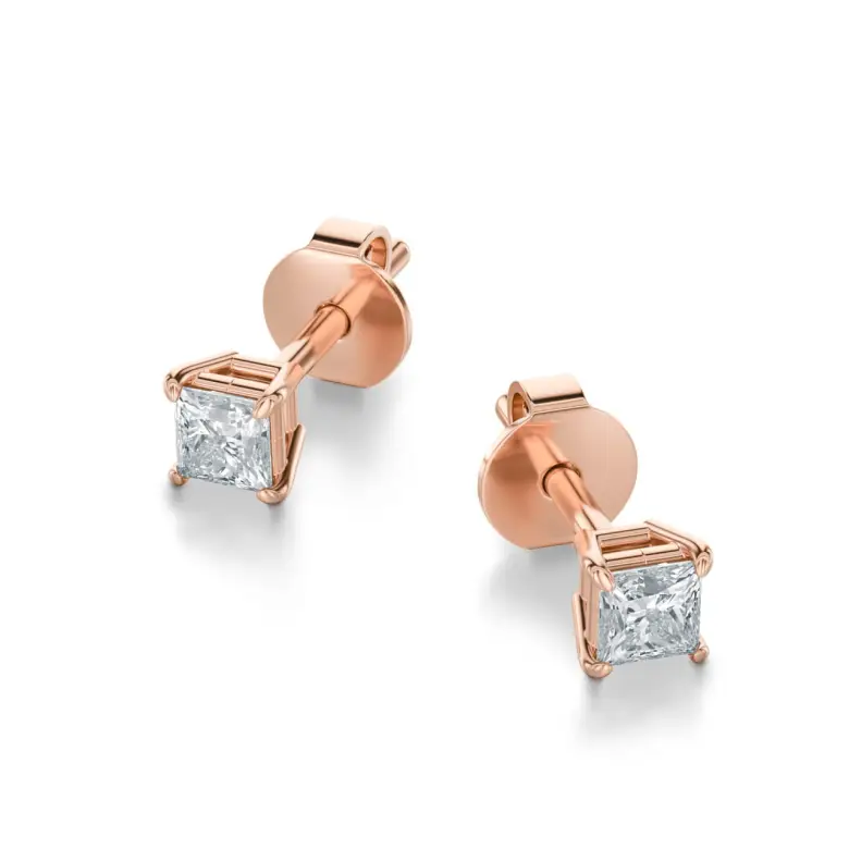 Kolczyki z kwadratowym diamentem różowe złoto SBK_003 Kolczyki z kwadratowym diamentem różowe złoto SBK_003